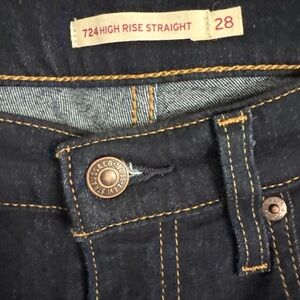 Levi's Men's Straight Jeans in Dark Blue with Contrast Stitching